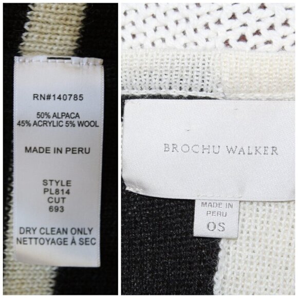 Brochu Walker alpaca & wool blend Cardigan Size One Size Shawl color block Peru - Picture 9 of 9
